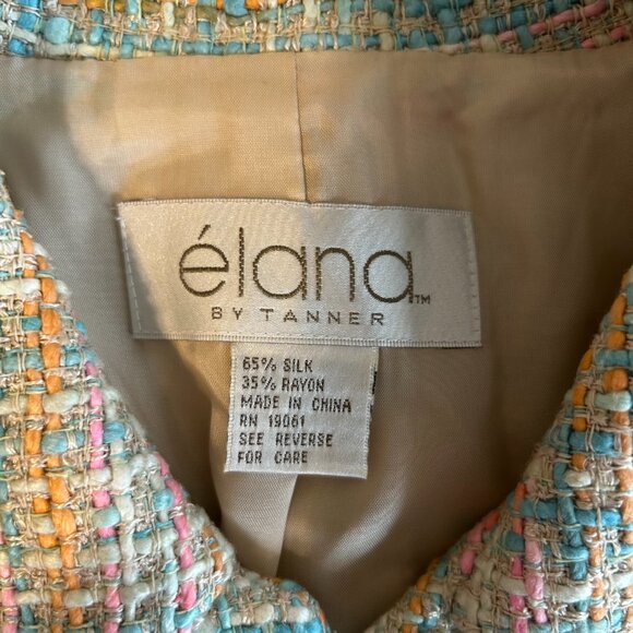 Élana by Tanner Beige Plaid Silk Rayon Blazer Jacket Women’s 12 Career Classic - Picture 3 of 16